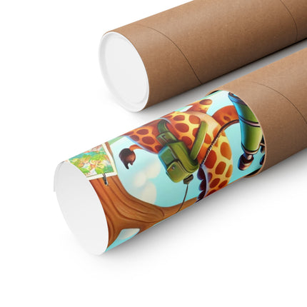 🦒🌿 Giraffe Lookout Matte Vertical Poster – Curiosity, Adventure & Joyful Discovery