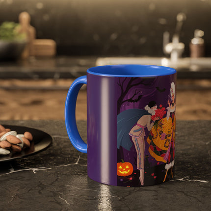 🎭🌹 The Harlequin Rose Masquerade Colorful Mug – Theatrical Halloween Romance