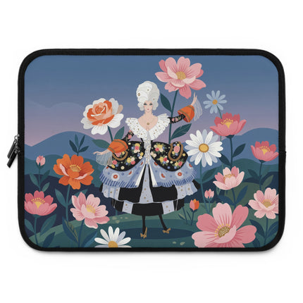 🌺🎭 The Lady Of The Grand Floral Masquerade Laptop Sleeve – Art Deco Garden Elegance