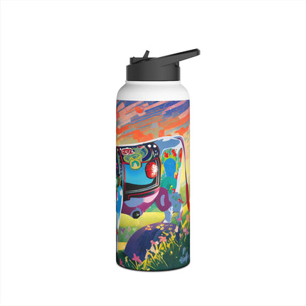 Cyber Glitch Cow Stainless Steel Water Bottle