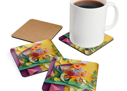Origami Bicycle Corkwood Coaster Set