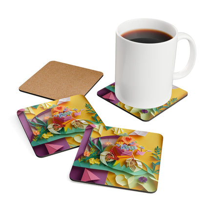 Origami Bicycle Corkwood Coaster Set