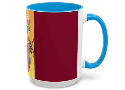 Elegant Holiday Woman with Gifts Colorful Mugs (11oz, 15oz)