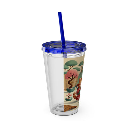 Archer Kitten in the Zen Garden Sunsplash Tumbler with Straw, 16oz