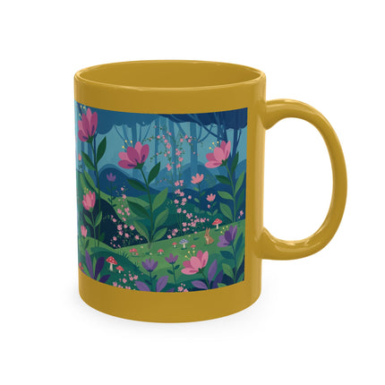 🌸☂️ The Lady Of The Enchanted Garden Stroll Ceramic Mug – Art Deco Floral Whimsy