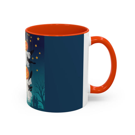 🐈‍⬛🎃 The Flying Black Cats Of Halloween Colorful Mug – Whimsical Storybook Charm