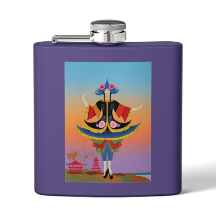 Kabuki Dancer at Twilight Flask – Elegant Performance & Vibrant Fantasy
