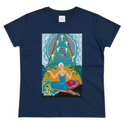 Art Deco Christmas Elegance Women's Midweight Cotton Tee