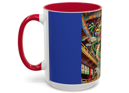 Tibetan Dragon Over Kabuki Duel Colorful Mugs (11oz, 15oz)