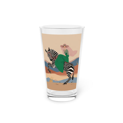 Zebra Rider Pint Glass – Safari Chic & Art Deco Adventure