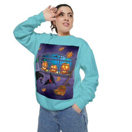 Whimsical Halloween Mischief Unisex Garment-Dyed Sweatshirt