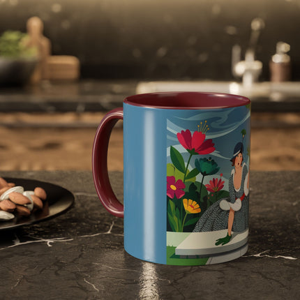 The Lady Of The Secret Garden Colorful Mugs – Art Deco Botanical Elegance