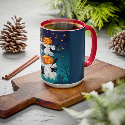 🐈‍⬛🎃 The Flying Black Cats Of Halloween Colorful Mug – Whimsical Storybook Charm