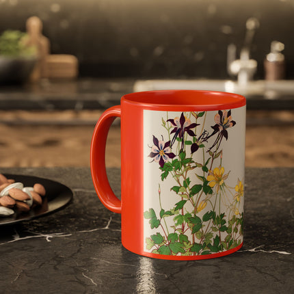 Aquilegia Flowers by Tanigami Kônan Colorful Mugs (11oz, 15oz)