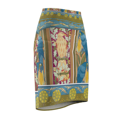 Eagle and Oak, Macaws and Corn by Maurice Pillard Verneuil Women's Pencil Skirt (AOP)
