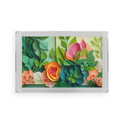 Summer Blooms and Fresh Vegetables Acrylic Serving Tray