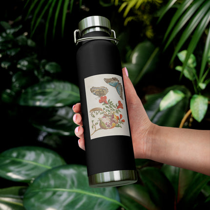 Blue Butterflies and Pomegranate by Maria Sibylla Merian Copper Vacuum Insulated Bottle, 22oz