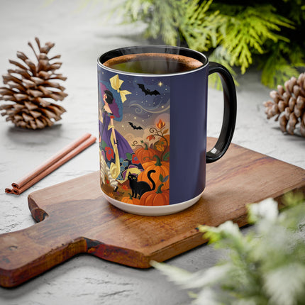🌙🎃 The Moonlit Garden Walk Colorful Mug – Elegant Halloween Charm
