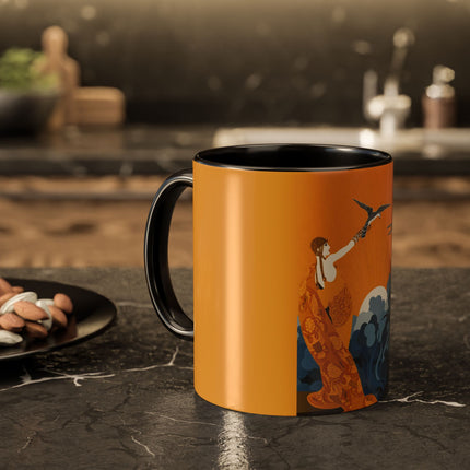 Falcon Mistress Colorful Mugs – Art Deco Majesty & Mythic Freedom
