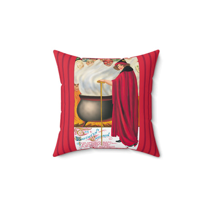 The Hallowe'en Cauldron In the Firelight's Gleam Spun Polyester Square Pillow