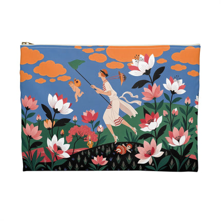 🪁🌺 The Lady Of The Flying Garden Accessory Pouch – Art Deco Floral Fantasy