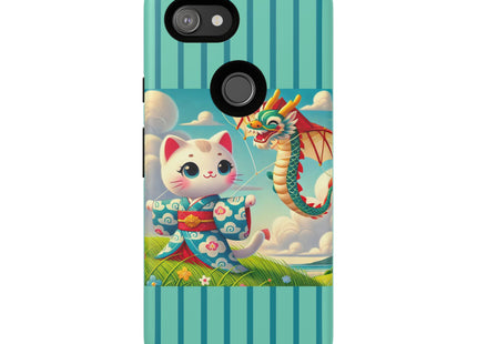 Geisha Kitten and the Dragon Kite Phone Cases