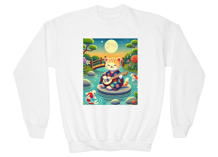 Melodic Kitten by the Koi Pond Youth Crewneck Sweatshirt