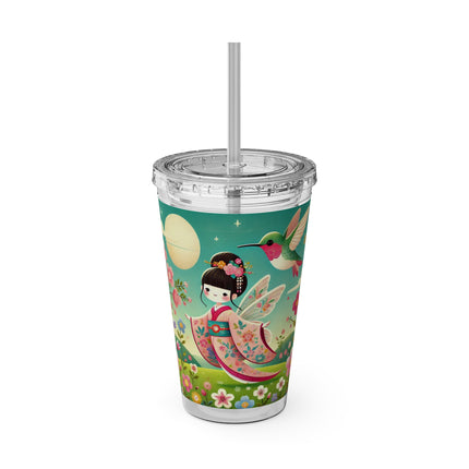 Geisha Fairy and the Hummingbird Blossom Sunsplash Tumbler with Straw, 16oz
