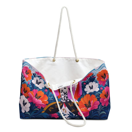 🦋🌺 The Enchanted Butterfly Blossom Dancer Weekender Bag – Art Deco Floral Whimsy