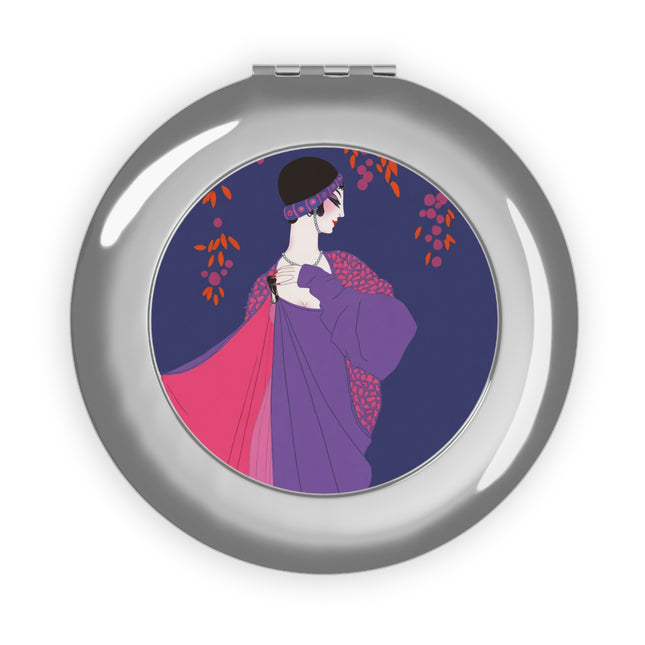 Crimson Shawl Geisha Compact Mirror – Elegant Mystery & Vibrant Grace