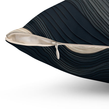 Wave Pattern in Hues of Beige, Orange, Grey, and Black Spun Polyester Square Pillow