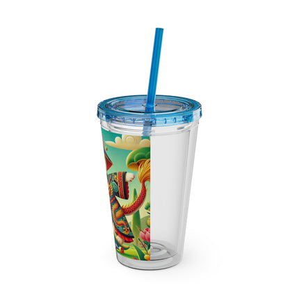Dragon Dance on Wheels Sunsplash Tumbler with Straw, 16oz