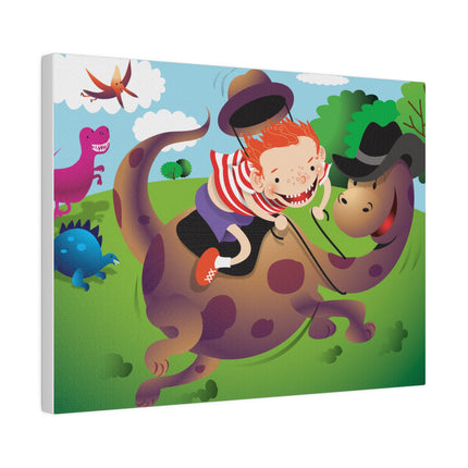 Rip-Roaring Fun – Playful Boy and Dinosaur Adventure