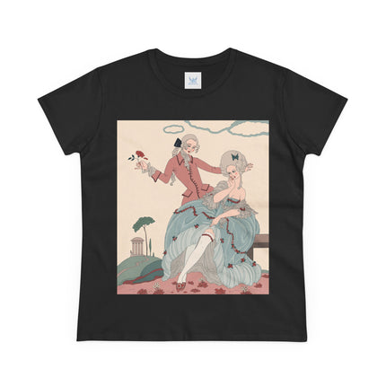 🌹🎀 The Rose Garden Courtship Cotton Tee – Art Deco Romantic Fashion