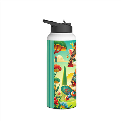 Dragon Dance on Wheels Stainless Steel Water Bottle, Standard Lid