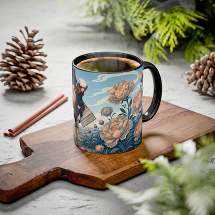 ☔🌸 The Grand Floral Journey Colorful Mug – Art Deco Travel Elegance