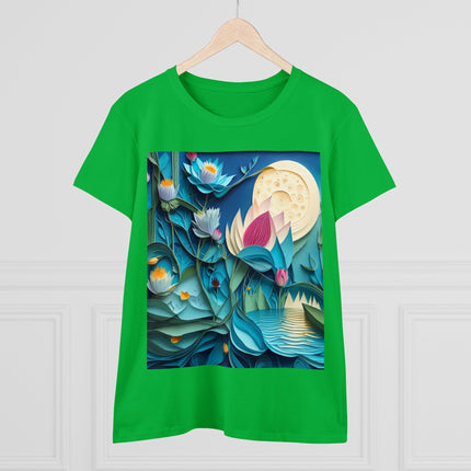 Ethereal Moonlit Lake Women's Midweight Cotton Tee