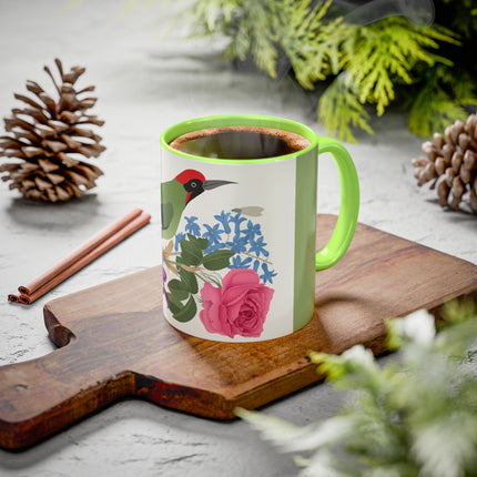 Woodpecker & Rose Colorful Mugs – Vibrant Spring & Bold Beauty