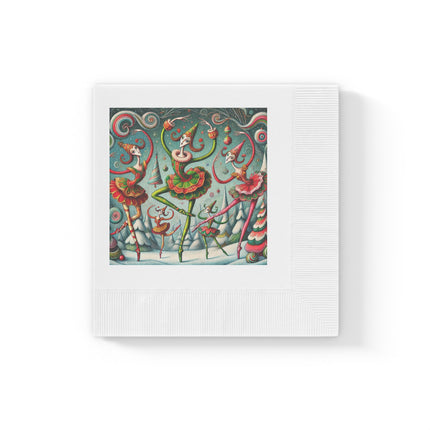 Christmas Ballet of the Absurd White Coined Napkins