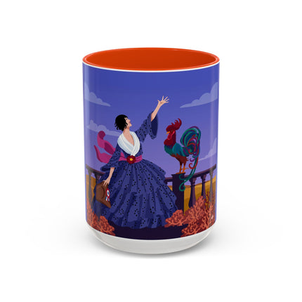 The Dawn Serenade Colorful Mug (11oz, 15oz) – Rooster Beauty, Morning Charm & Art Deco Elegance