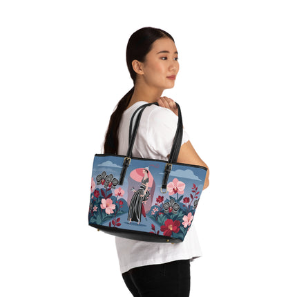 🌸🖤 The Striped Orchid Promenade Shoulder Bag – Art Deco Floral Fashion