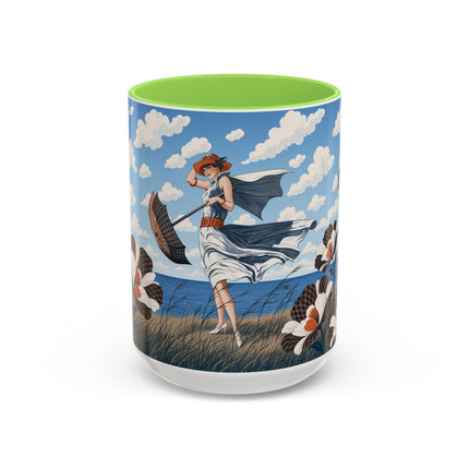 🌊🌼 The Windswept Seaside Promenade Colorful Mug – Art Deco Coastal Elegance