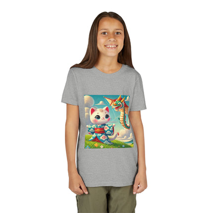Geisha Kitten and the Dragon Kite Youth Short Sleeve Tee