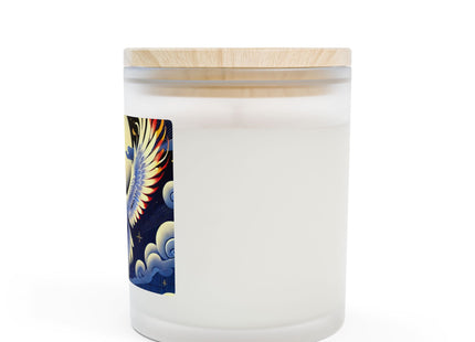 Majestic White Crane Frosted Glass Candle, 11oz