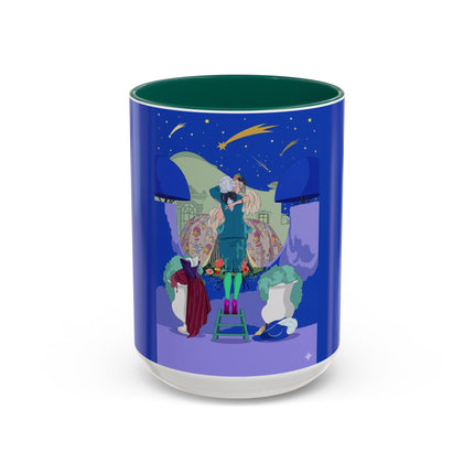 Wishes Beneath the Comet Sky Colorful Mug (11oz, 15oz) – Celestial Magic, Art Deco Elegance & Dreamy Wonder