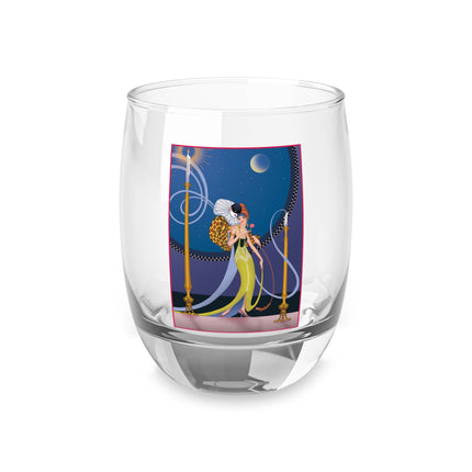 Smoke and Secrets: A Glamorous Encounter in Prohibition Era Whiskey Glass