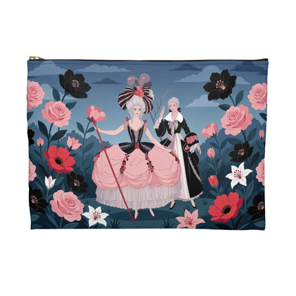 🌹🎭 The Rose Masquerade Promenade Accessory Pouch – Art Deco Floral Elegance