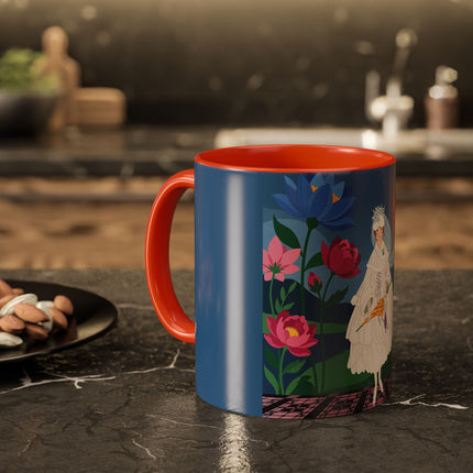 The Lady Of The Golden Parasol Colorful Mugs – Art Deco Botanical Elegance