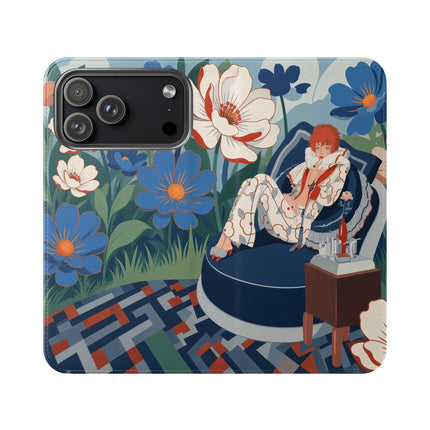🌺🪞 The Lady Of The Grand Flower Salon Flip Case – Art Deco Floral Elegance