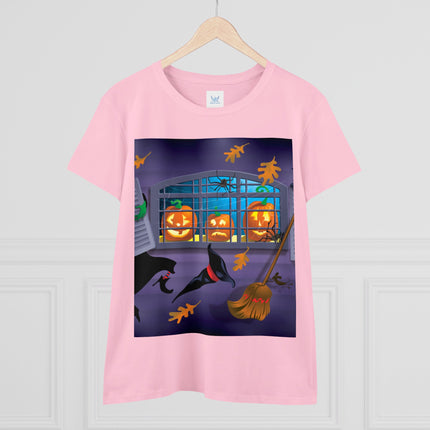 Whimsical Halloween Mischief Women's Midweight Cotton Tee